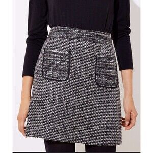 ANN TATLOR LOFT BLACK & WHItE TWEED POCKET SKIRT WOMENS PLUS SIZE 16
